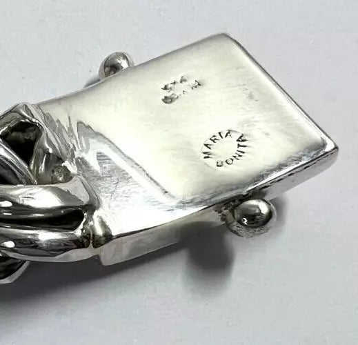 Heavy Taxco Mexican 925 Sterling Silver Garibaldi Chain Bracelet. 7", 193 grams