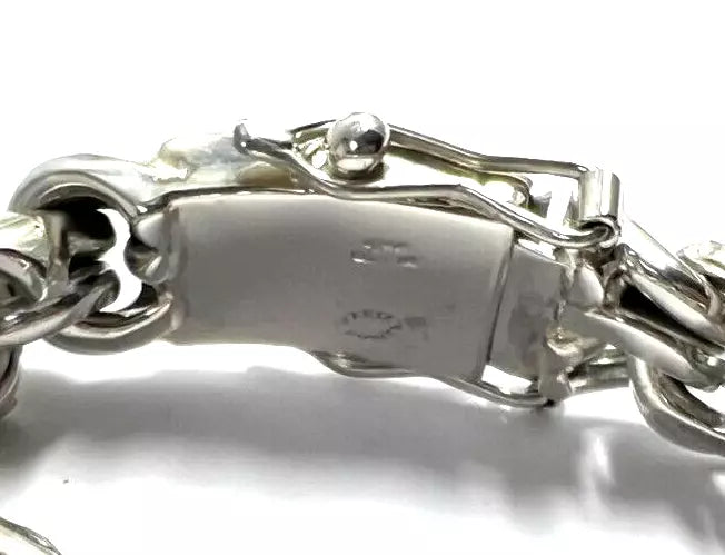 Heavy Taxco Mexican 925 Sterling Silver Garibaldi Chain Bracelet. 7.5",208 grams