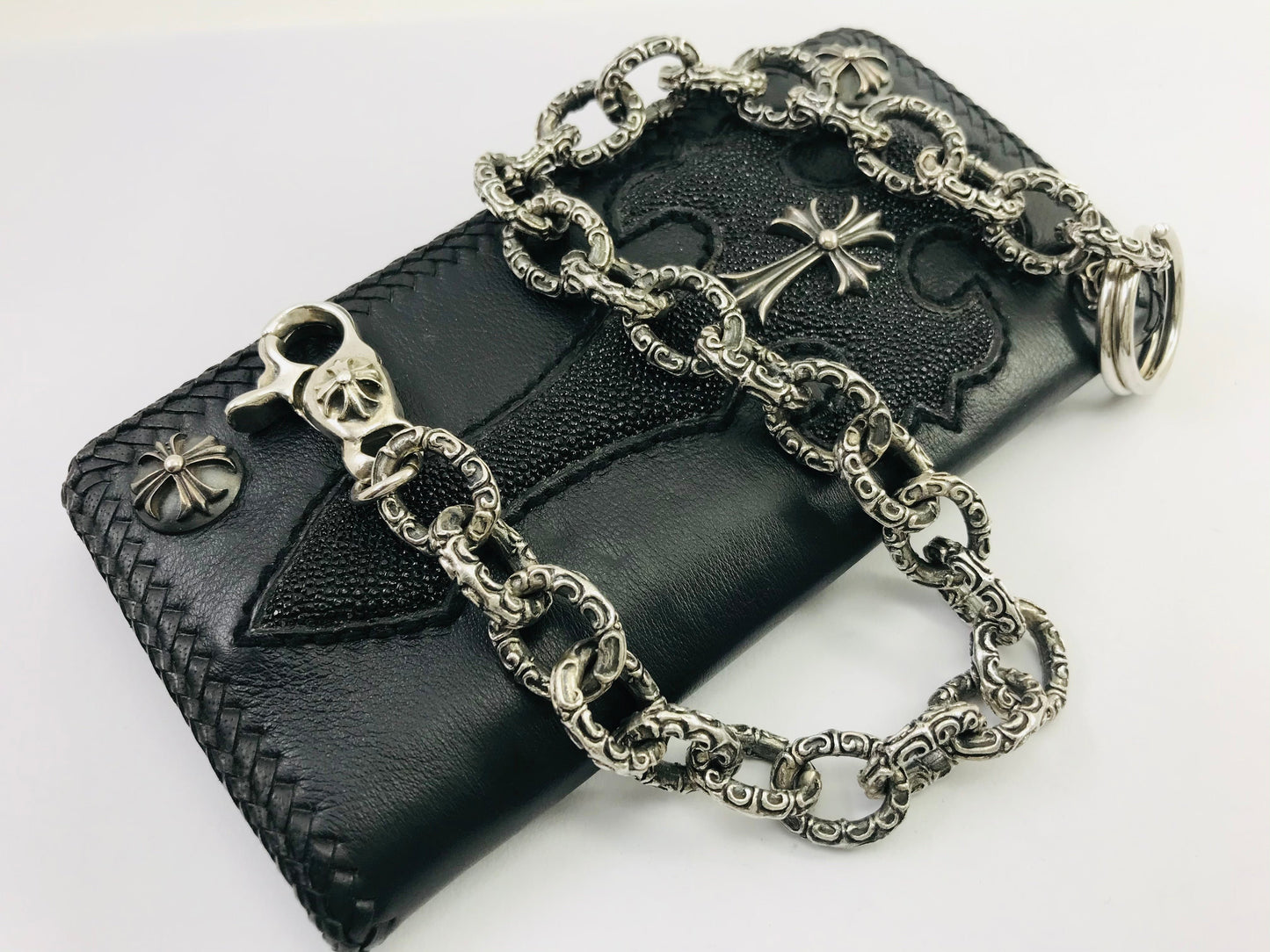 Heavy Taxco Mexican 950 Sterling Silver Biker Wallet Chain. 219 g, 47 cm, 18.5"