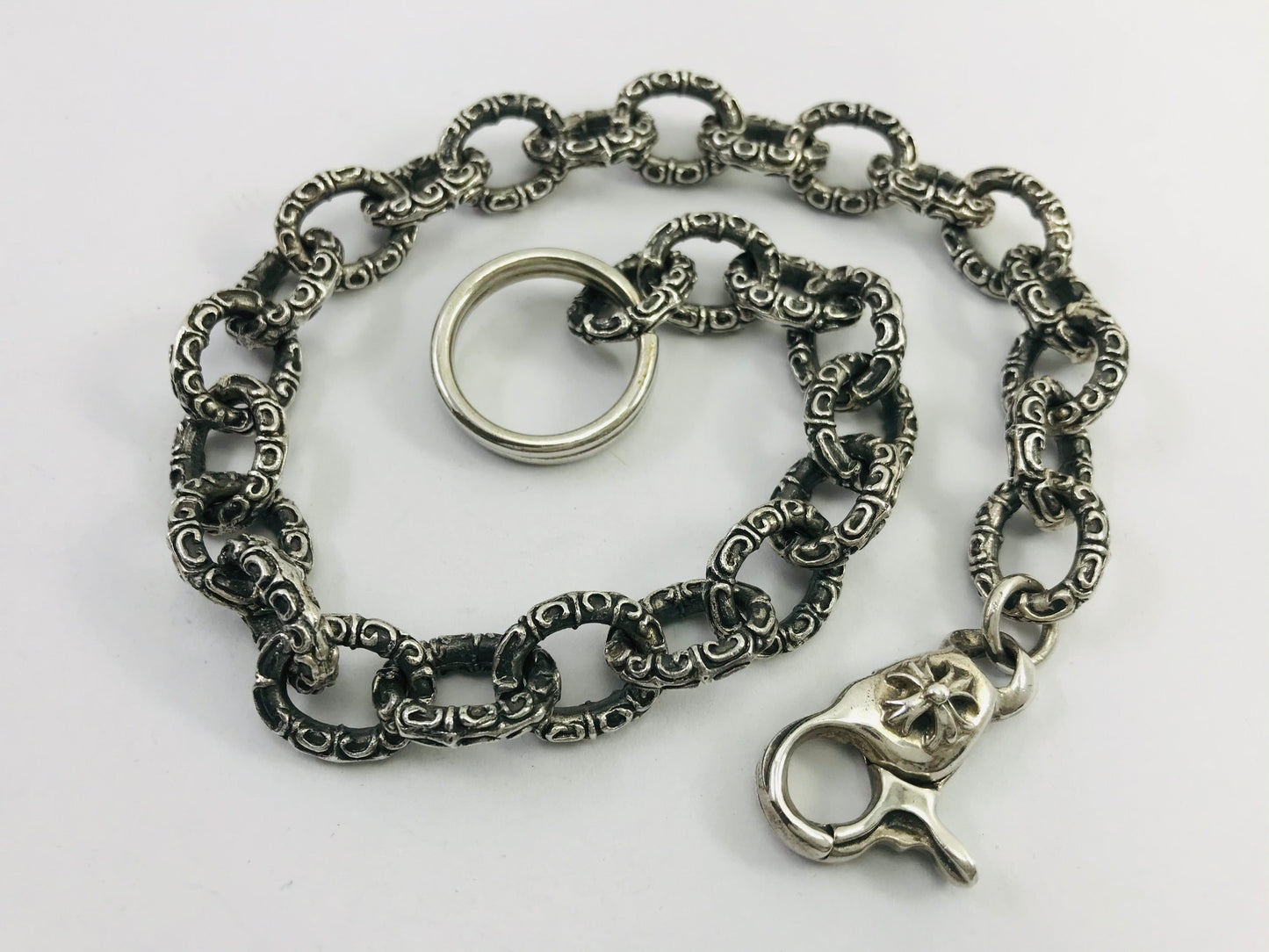 Heavy Taxco Mexican 950 Sterling Silver Biker Wallet Chain. 219 g, 47 cm, 18.5"