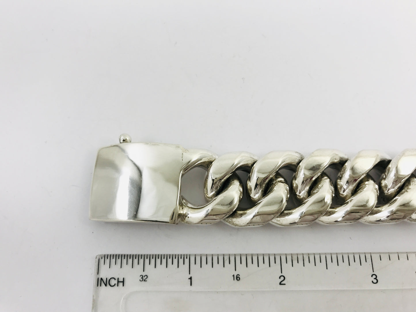 Magnificent Taxco Mexico 925 Sterling Silver Curb Chain Bracelet. 8.3" 286 grams