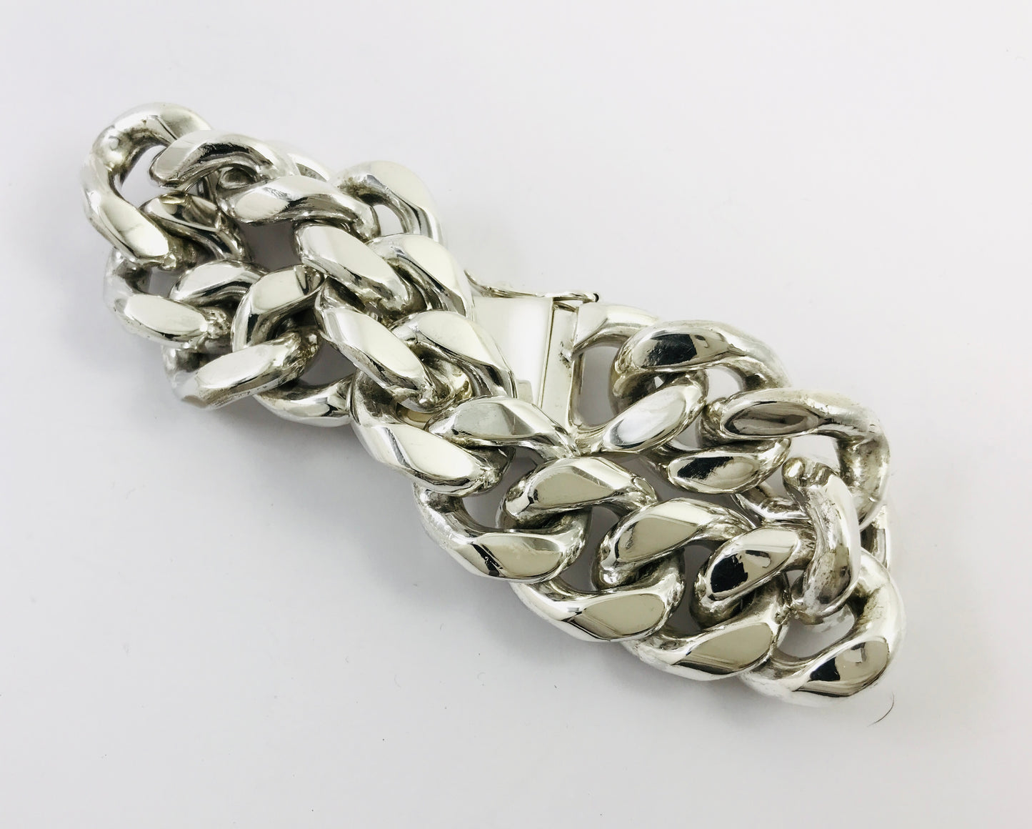 Magnificent Taxco Mexico 925 Sterling Silver Curb Chain Bracelet. 8.7" 290 grams