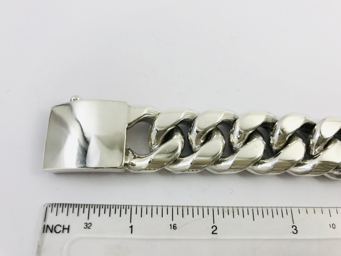 Magnificent Taxco Mexico 925 Sterling Silver Curb Chain Bracelet. 8.7" 290 grams