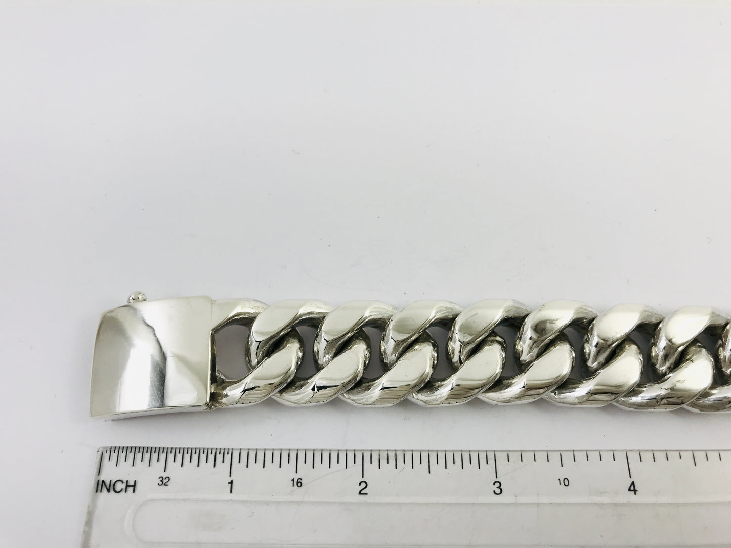 Very Heavy Taxco Mexico 925 Sterling Silver Curb Chain Bracelet. 8.7", 289 grams
