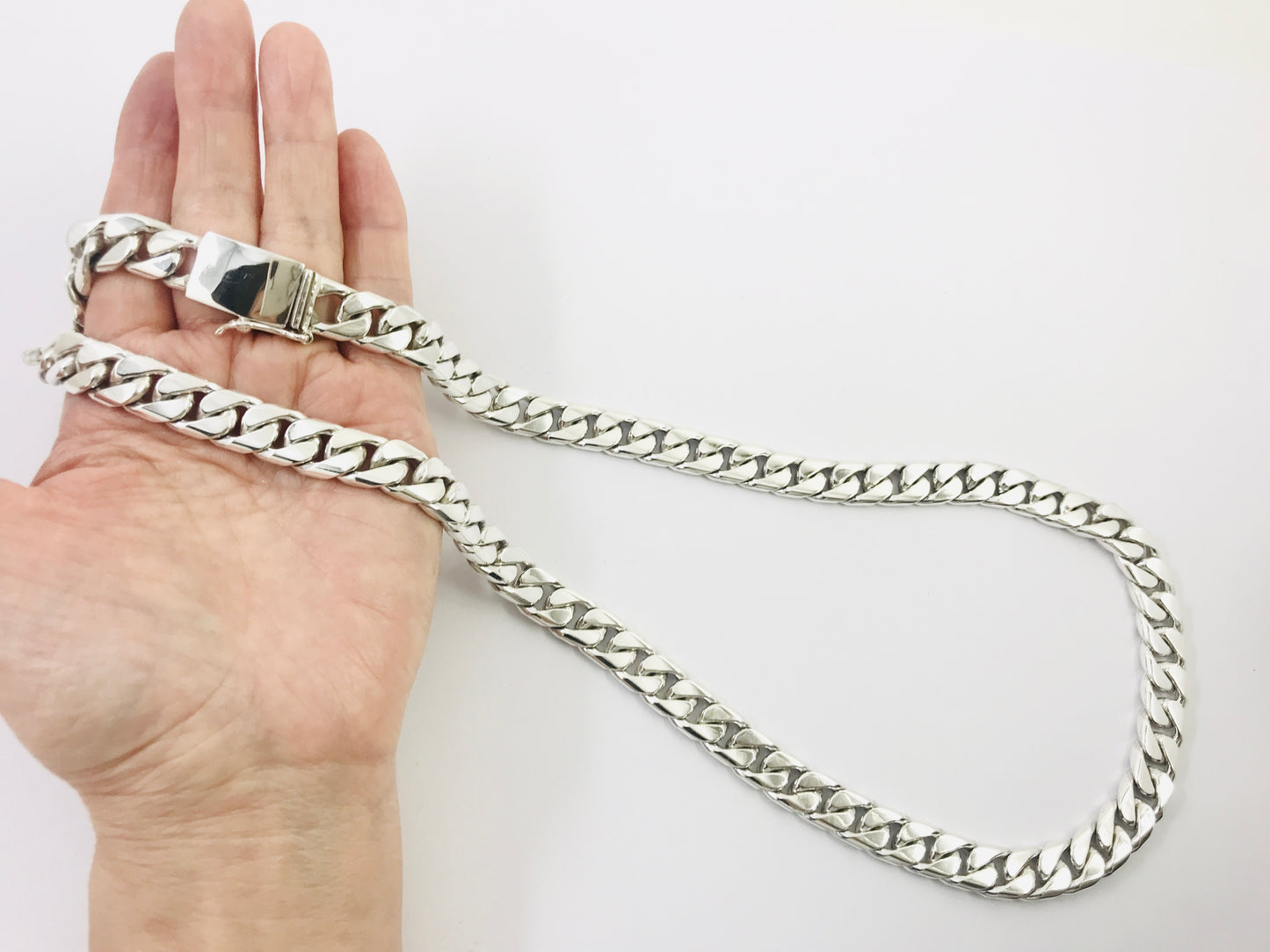 Heavy Taxco Mexican 925 Sterling Silver Curb Chain Necklace. 28" 71cm, 243 grams