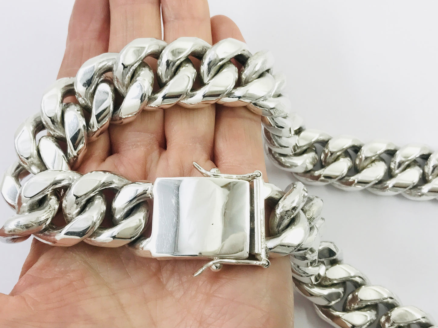 Magnificent Taxco, Mexican 925 Sterling Silver Curb Chain Necklace. 865 g, 27.5"