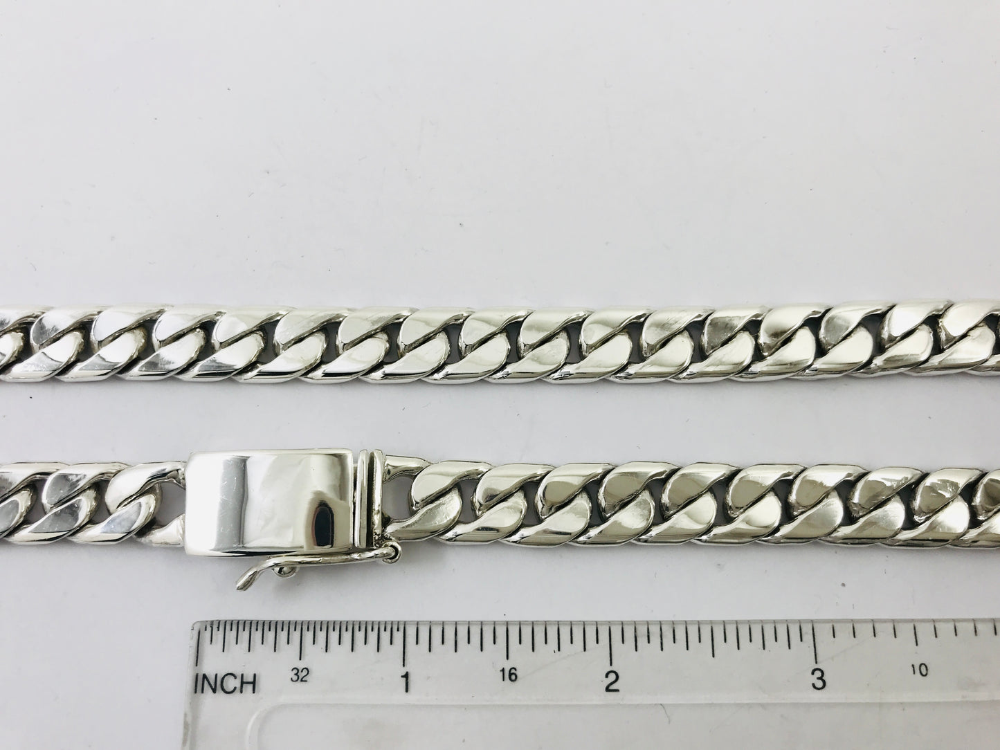 Heavy Taxco Mexican 925 Sterling Silver Cuban/Curb Chain Necklace. 24" 61cm, 152 grams