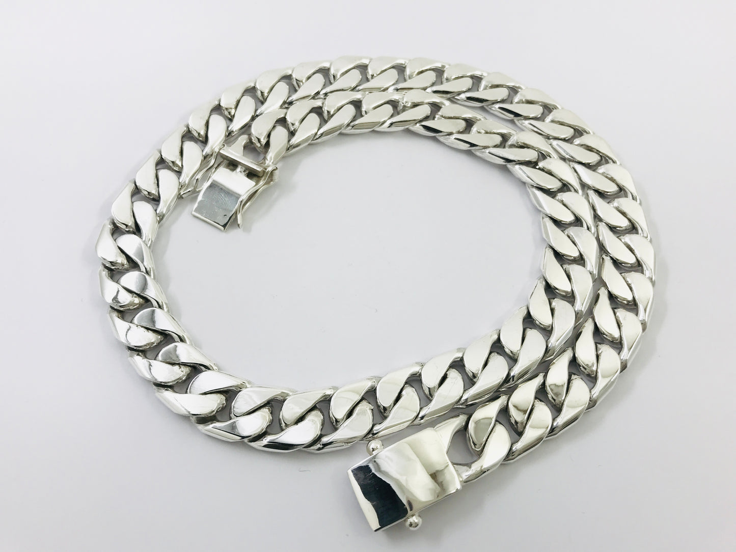 Heavy Long Taxco, Mexican 925 Sterling Silver Curb Chain Necklace. 285 g, 23.75"
