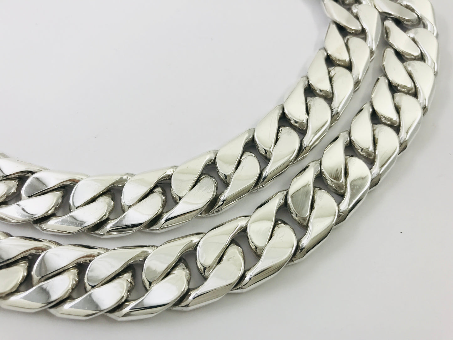 Heavy Long Taxco, Mexican 925 Sterling Silver Curb Chain Necklace. 285 g, 23.75"