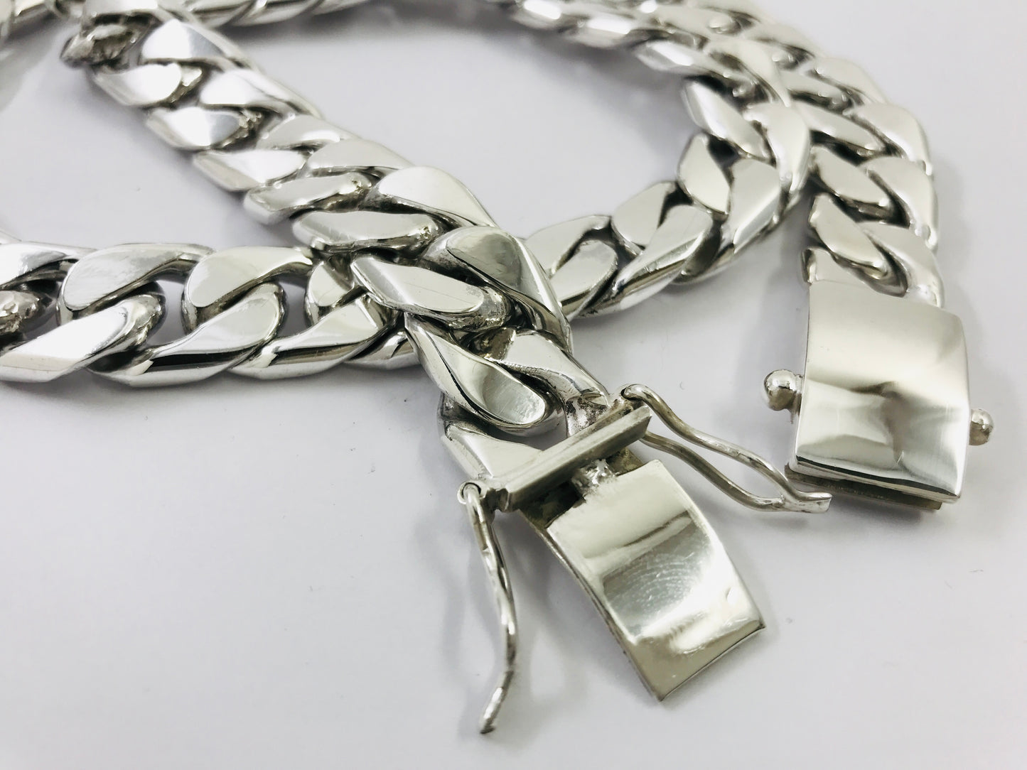 Heavy Long Taxco, Mexican 925 Sterling Silver Curb Chain Necklace. 285 g, 23.75"