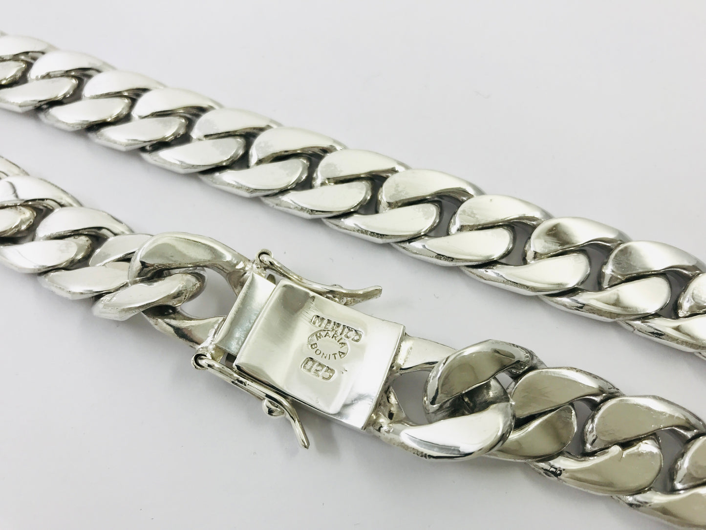 Heavy Long Taxco, Mexican 925 Sterling Silver Curb Chain Necklace. 285 g, 23.75"