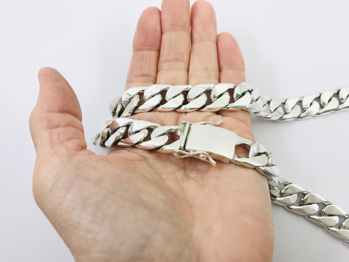 Heavy Long Taxco, Mexican 925 Sterling Silver Curb Chain Necklace. 285 g, 23.75"