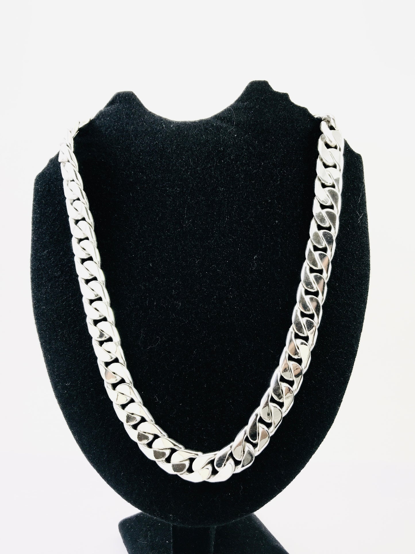 Heavy Long Taxco, Mexican 925 Sterling Silver Curb Chain Necklace. 285 g, 23.75"