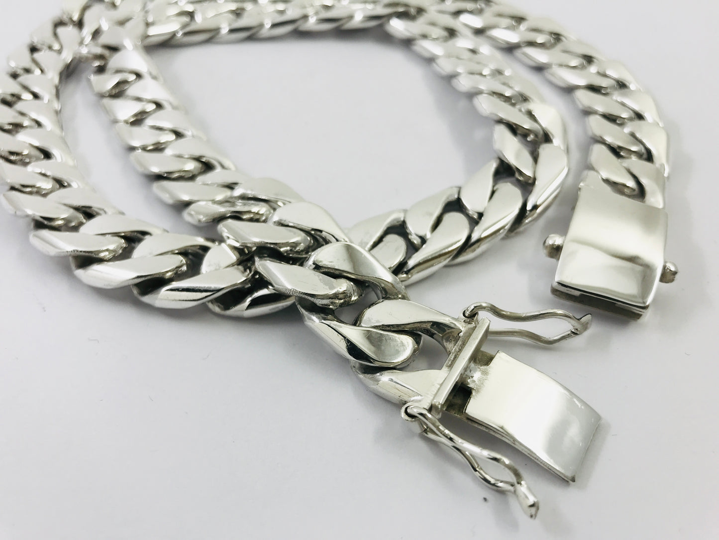 Heavy Long Taxco, Mexican 925 Sterling Silver Curb Chain Necklace. 311 g, 25.75"