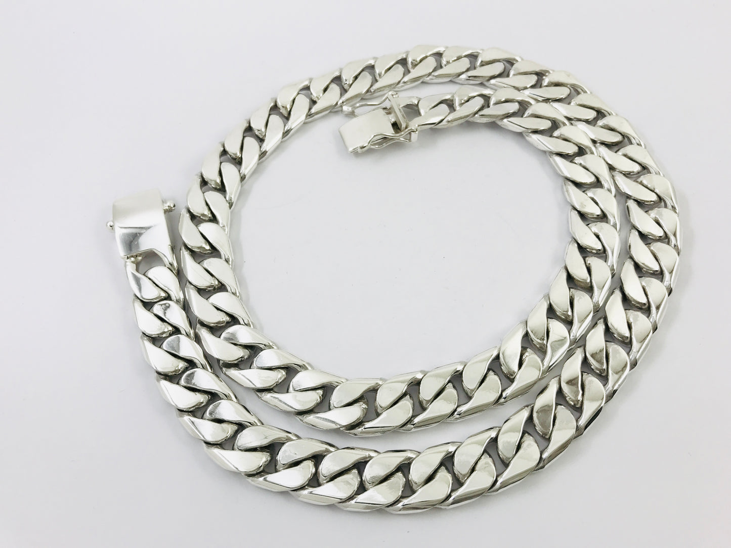 Heavy Taxco Mexican 925 Sterling Silver Curb Chain Necklace. 27.5" 70.5cm, 335 g