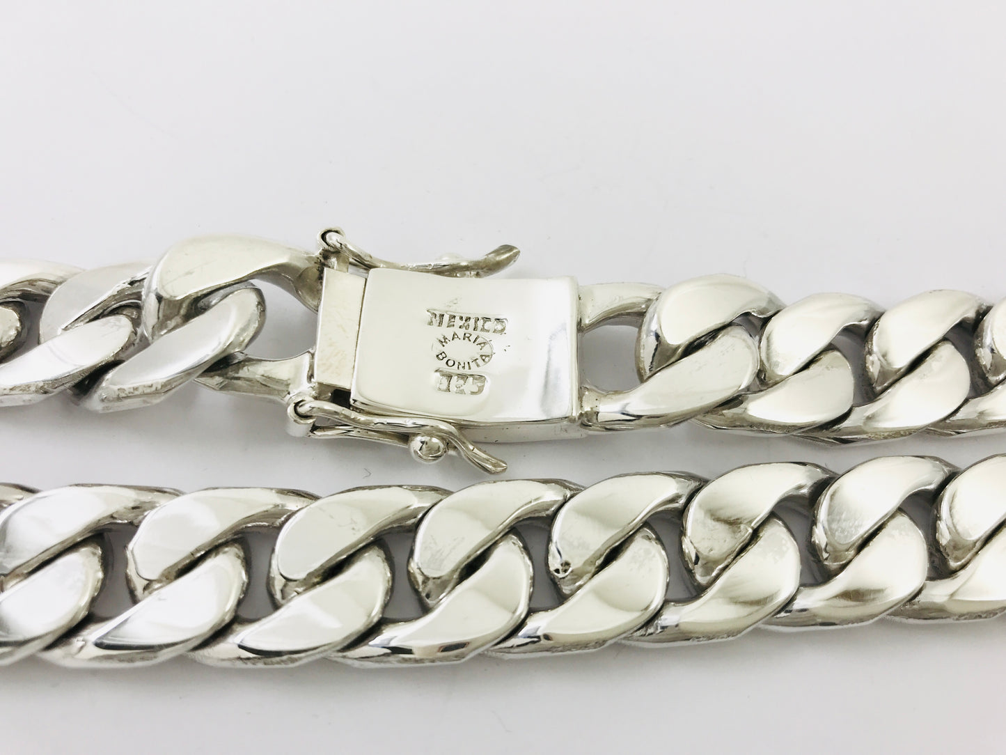 Heavy Long Taxco, Mexican 925 Sterling Silver Curb Chain Necklace. 330 g, 27.5"