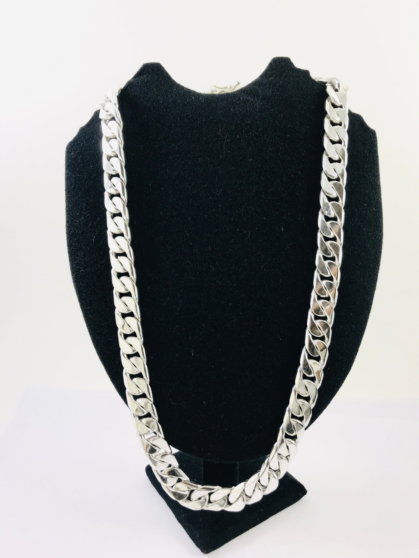 Heavy Long Taxco, Mexican 925 Sterling Silver Curb Chain Necklace. 330 g, 27.5"
