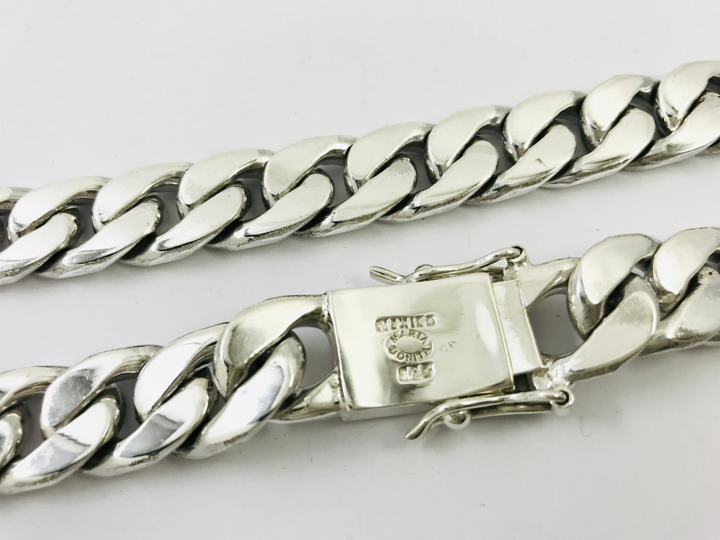 Heavy Long Taxco, Mexican 925 Sterling Silver Curb Chain Necklace. 356 g, 29.75"