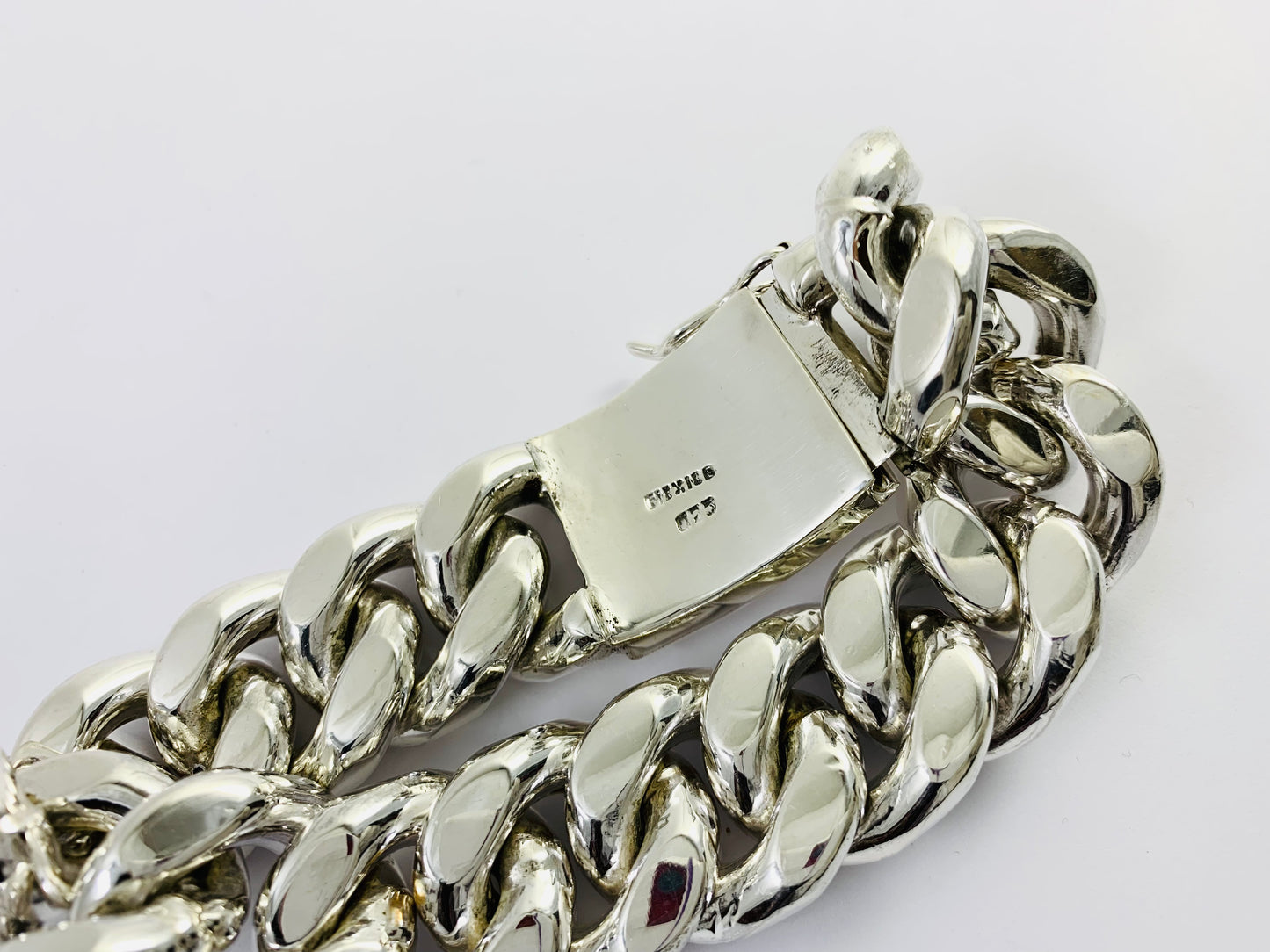 Very Heavy Taxco Mexico 925 Sterling Silver Curb Chain Bracelet. 8.3", 352 grams