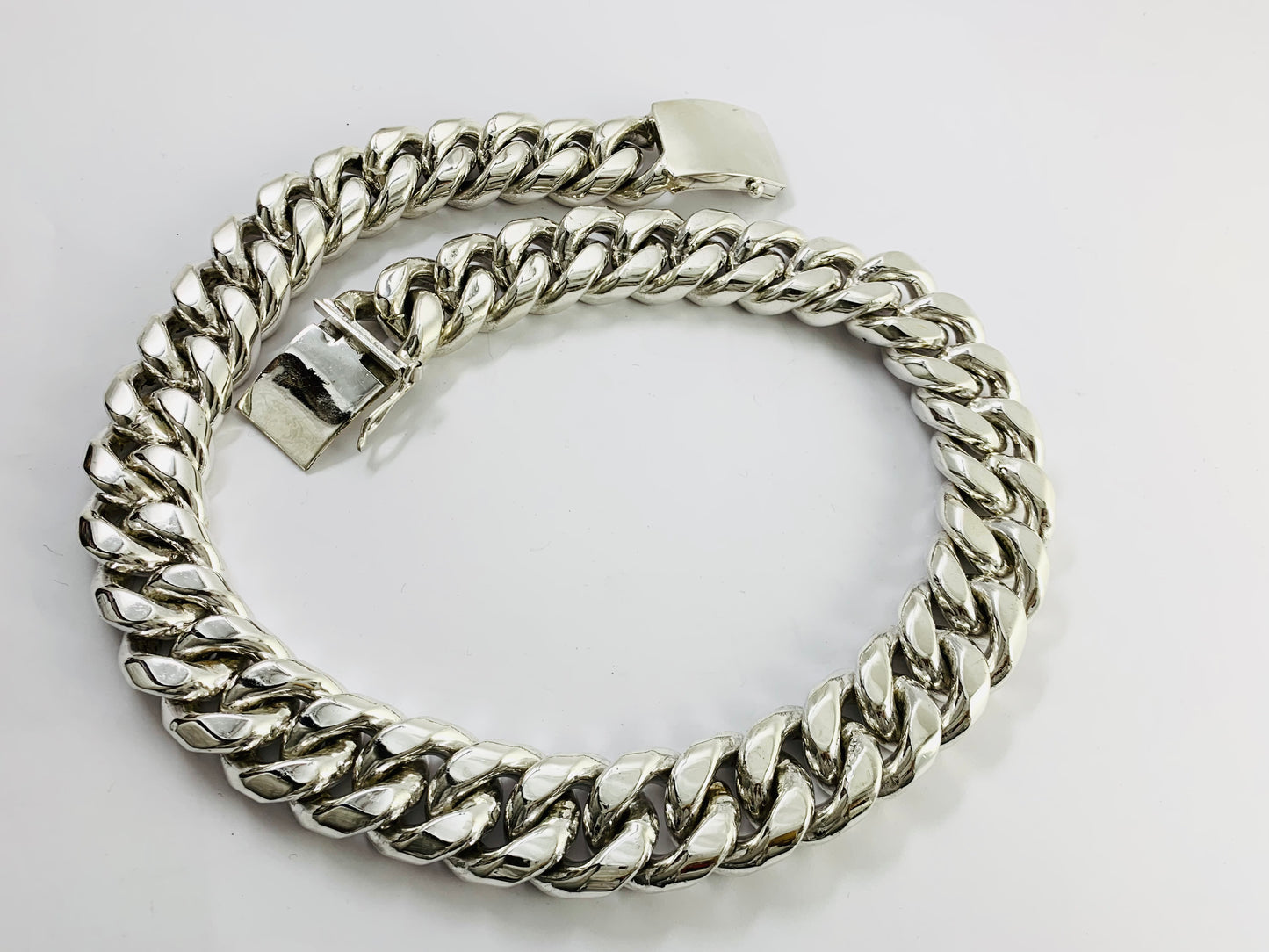Heavy Taxco, Mexican 925 Sterling Silver Cuban/Curb Chain Necklace. 921 g, 23.6"