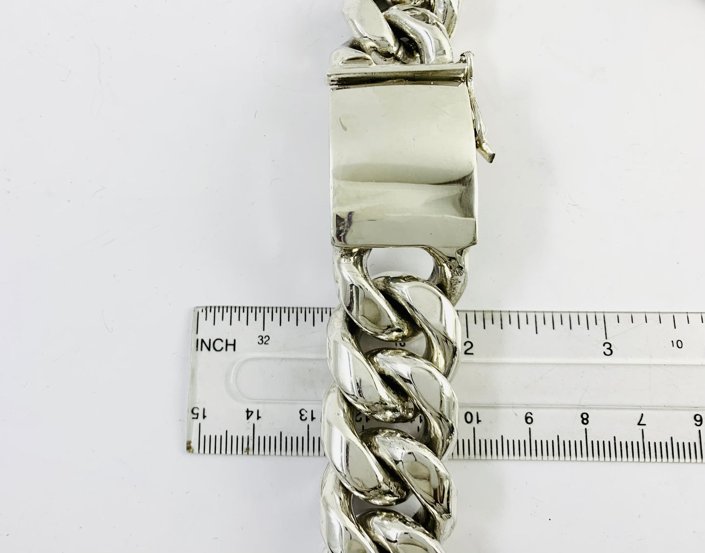 Heavy Taxco, Mexican 925 Sterling Silver Cuban/Curb Chain Necklace. 921 g, 23.6"