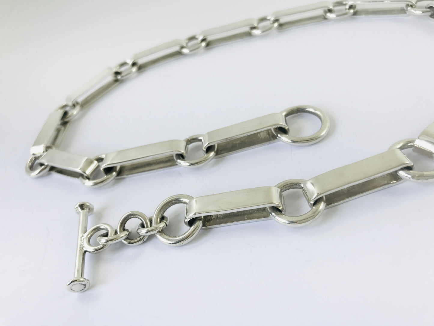 Vintage Taxco Mexican 925 Sterling Silver Chain Link Necklace. 121g, 52 cm, 20"