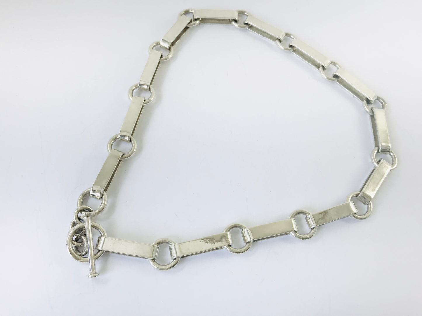 Vintage Taxco Mexican 925 Sterling Silver Chain Link Necklace. 121g, 52 cm, 20"