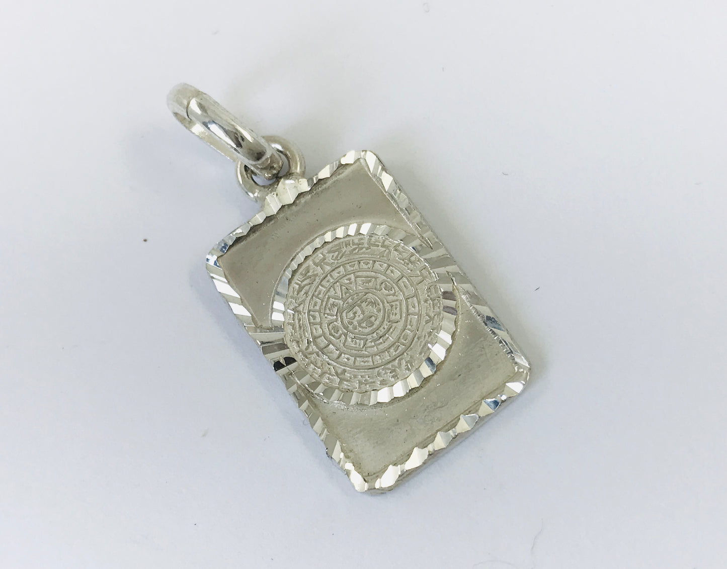 Taxco, Mexican 925 Sterling Silver Aztec Calendar (Sun Stone) Pendant Top. Plain