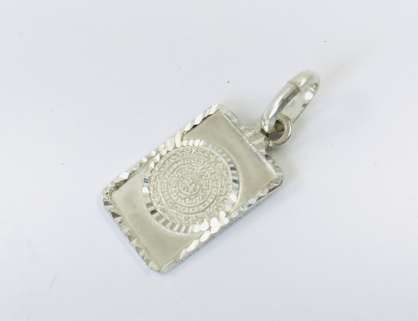 Taxco, Mexican 925 Sterling Silver Aztec Calendar (Sun Stone) Pendant Top. Plain