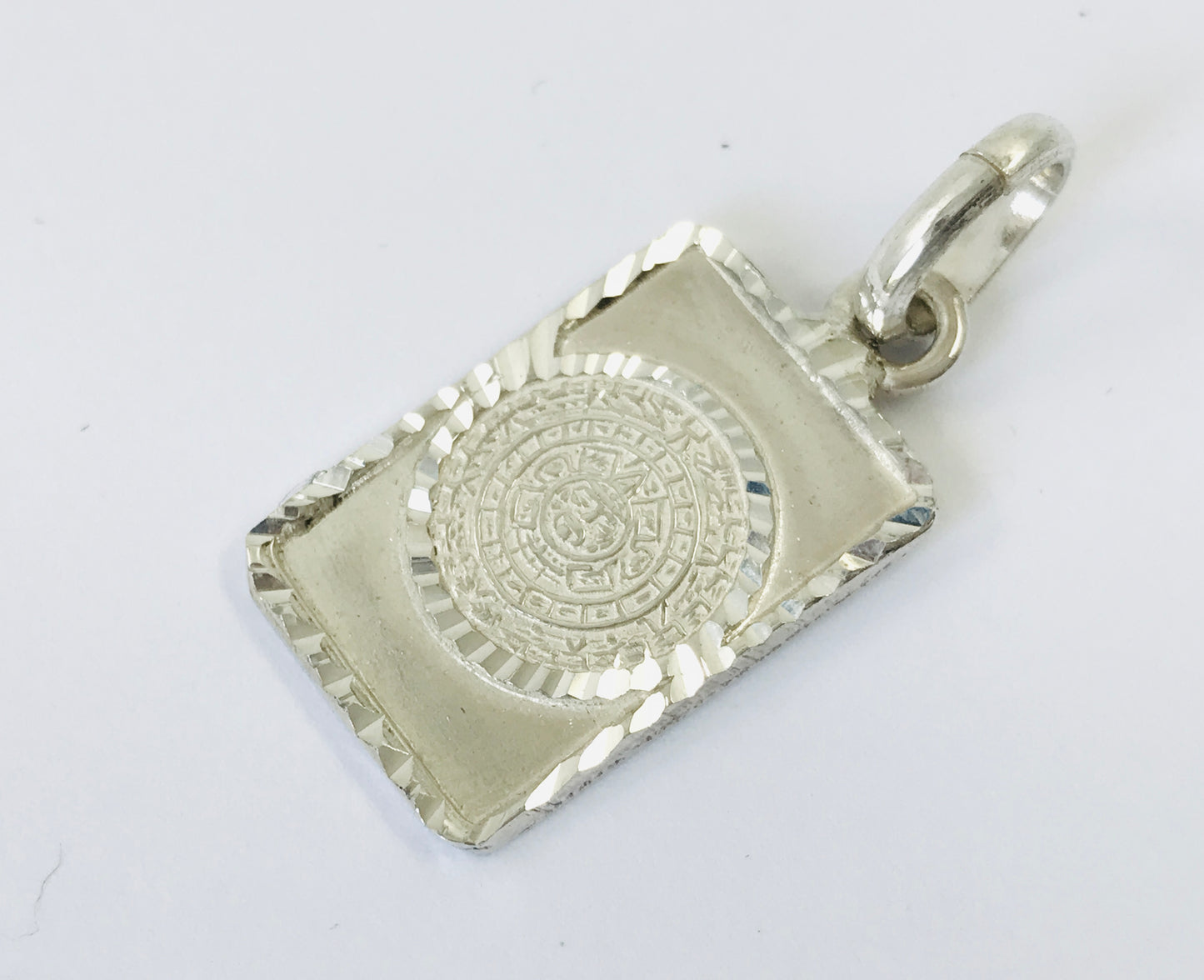 Taxco, Mexican 925 Sterling Silver Aztec Calendar (Sun Stone) Pendant Top. Plain
