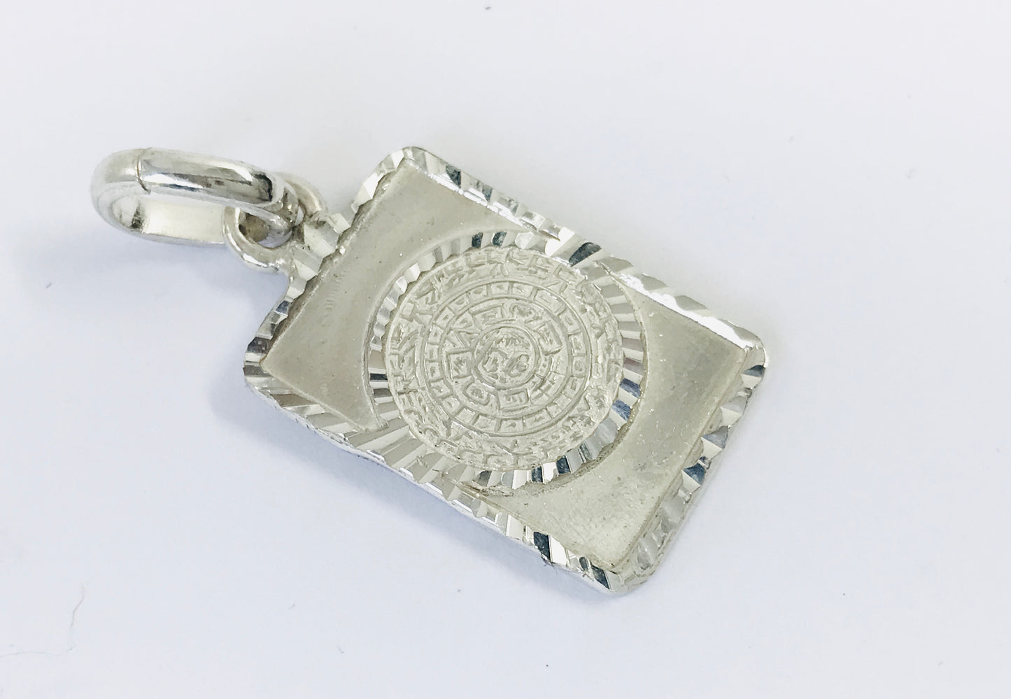 Taxco, Mexican 925 Sterling Silver Aztec Calendar (Sun Stone) Pendant Top. Plain