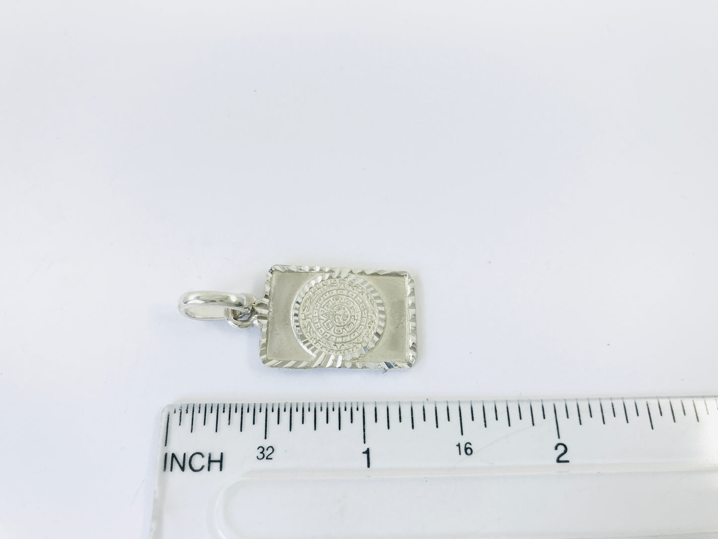 Taxco, Mexican 925 Sterling Silver Aztec Calendar (Sun Stone) Pendant Top. Plain
