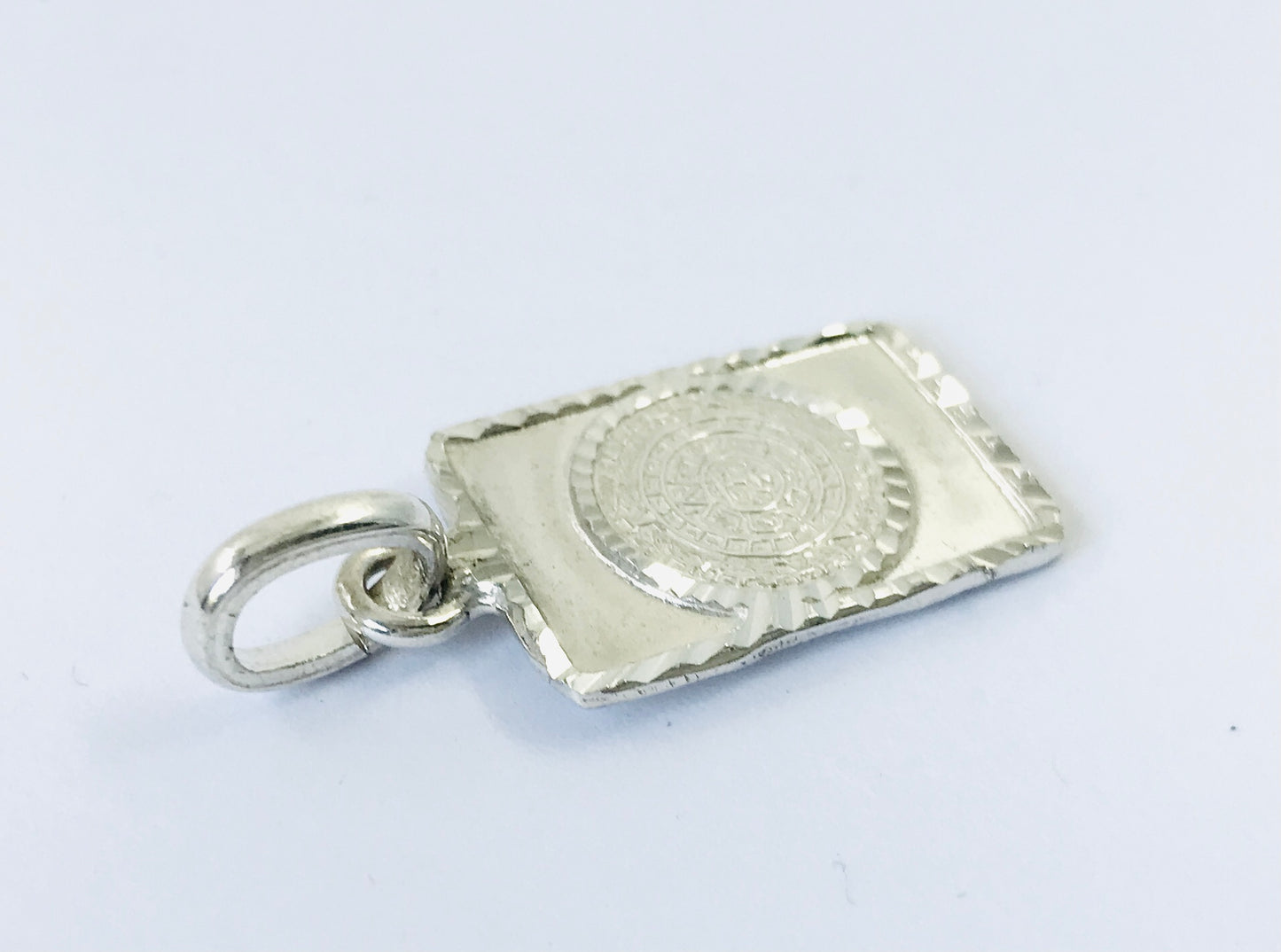 Taxco, Mexican 925 Sterling Silver Aztec Calendar (Sun Stone) Pendant Top. Plain