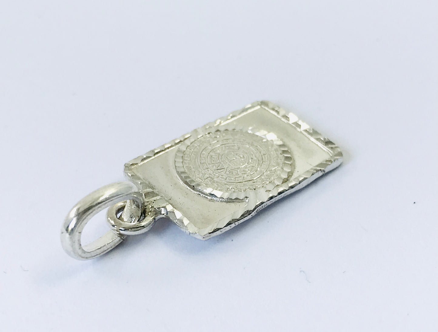 Taxco, Mexican 925 Sterling Silver Aztec Calendar (Sun Stone) Pendant Top. Plain