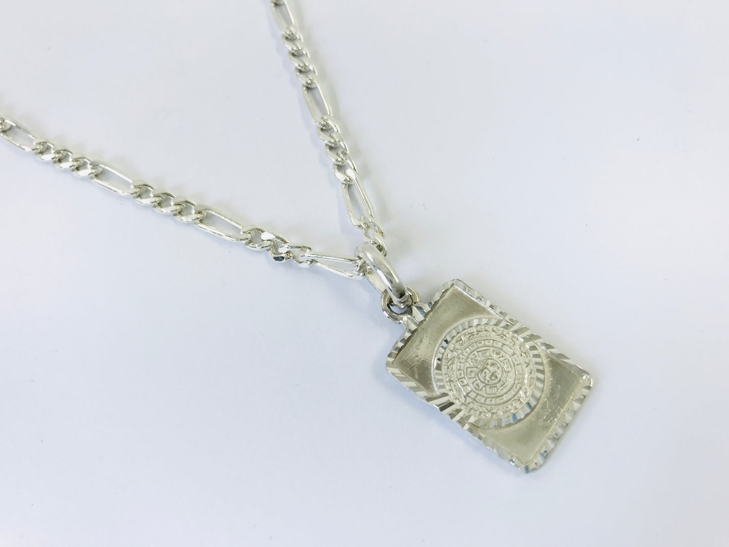 Taxco, Mexican 925 Sterling Silver Aztec Calendar (Sun Stone) Pendant Top. Plain
