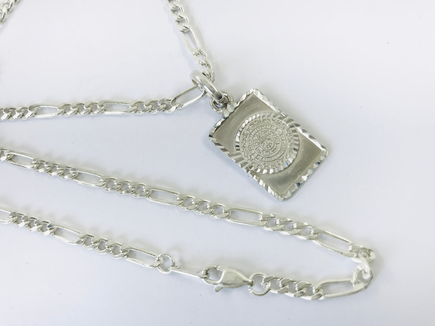 Taxco, Mexican 925 Sterling Silver Aztec Calendar (Sun Stone) Pendant Top. Plain