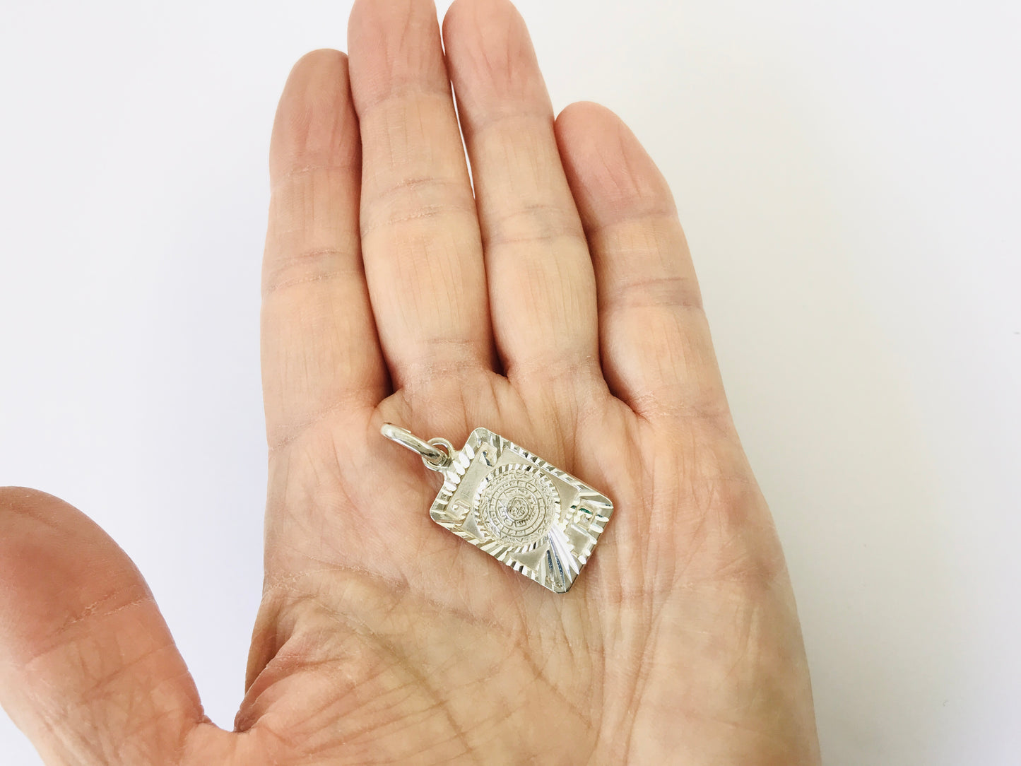 Taxco, Mexican 925 Sterling Silver Aztec Calendar (Sun Stone) Pendant Top