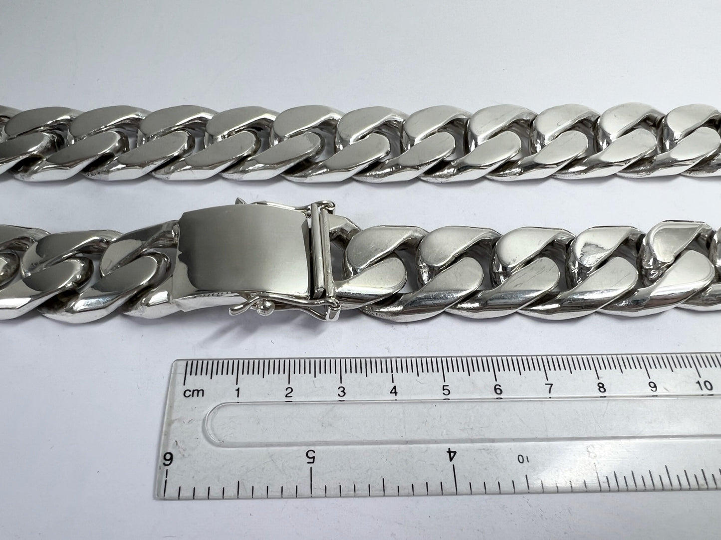 Long Heavy Taxco, Mexican 925 Sterling Silver Curb Chain Necklace. 694g, 28"