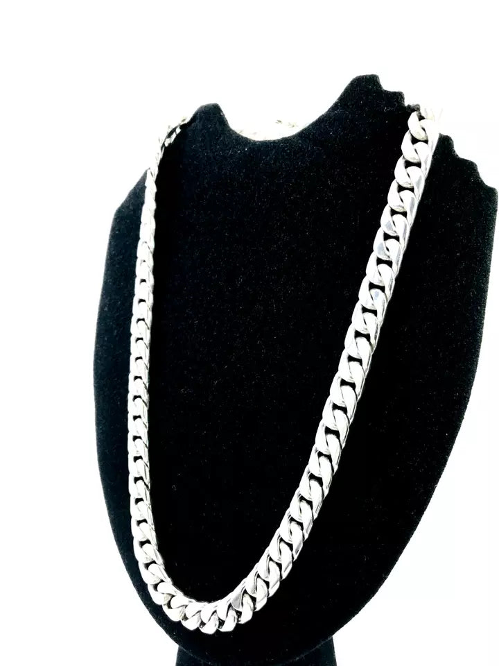 Heavy Taxco Mexican 925 Sterling Silver Curb Chain Necklace. 24" 61cm, 209 grams