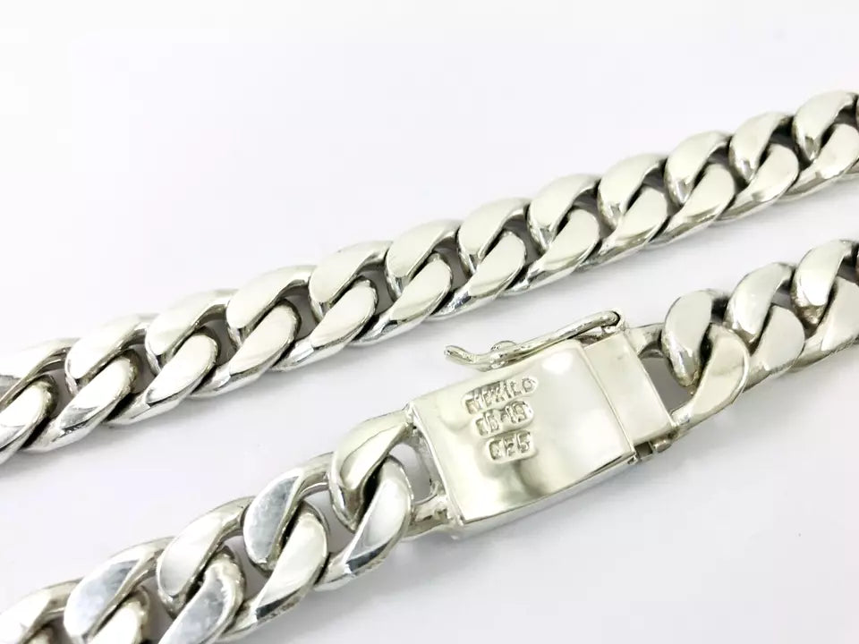 Heavy Taxco Mexican 925 Sterling Silver Curb Chain Necklace. 24" 61cm, 209 grams