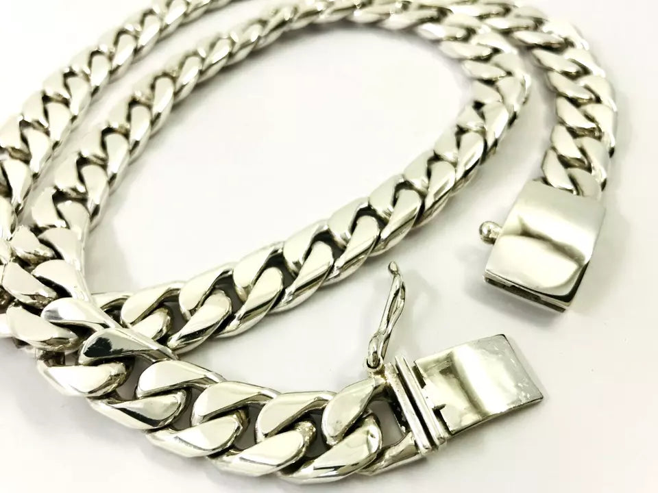 Heavy Taxco Mexican 925 Sterling Silver Curb Chain Necklace. 24" 61cm, 209 grams