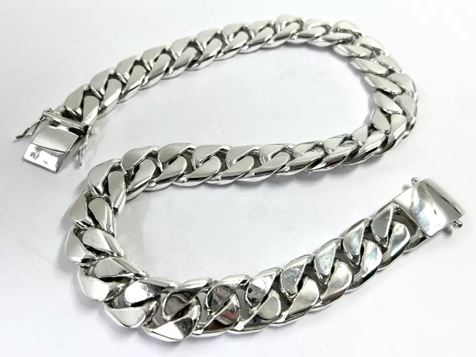Long Heavy Taxco, Mexican 925 Sterling Silver Curb Chain Necklace. 595g, 24"