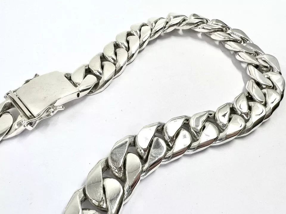 Long Heavy Taxco, Mexican 925 Sterling Silver Curb Chain Necklace. 595g, 24"