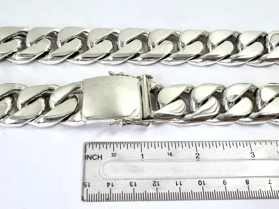 Long Heavy Taxco, Mexican 925 Sterling Silver Curb Chain Necklace. 595g, 24"