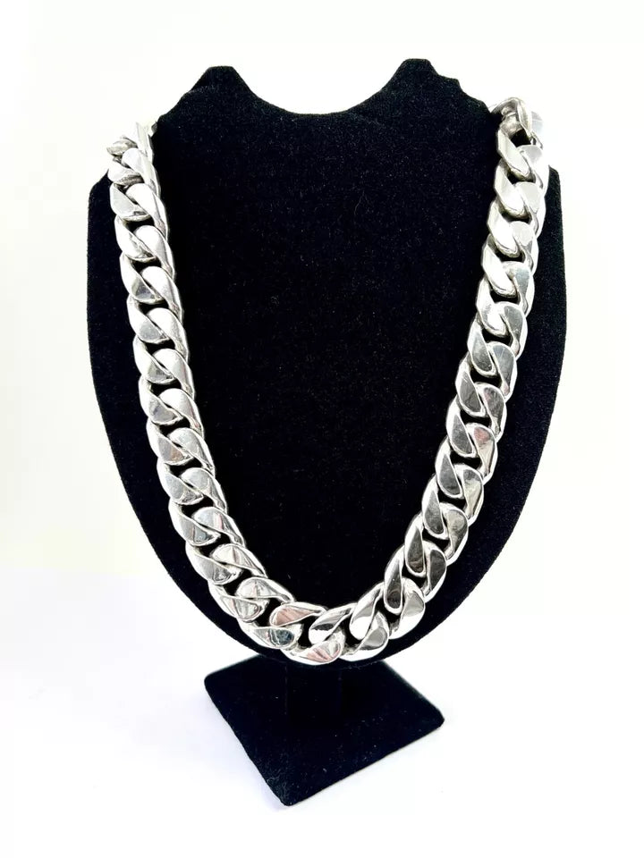 Taxco, Mexican 925 Sterling Silver Cuban/Curb/Kihei Chain Necklace. 645 g, 26"