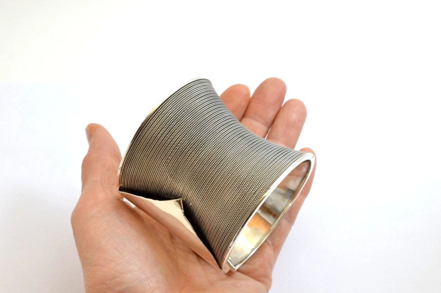 Heavy Wide 925 Sterling Silver Torque Cuff Bangle Bracelet. 130 grams