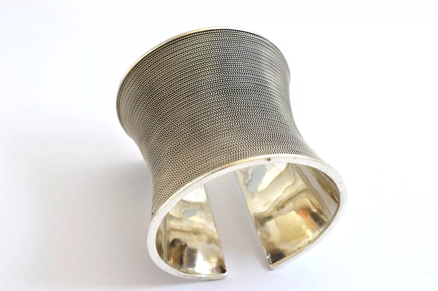 Heavy Wide 925 Sterling Silver Torque Cuff Bangle Bracelet. 130 grams