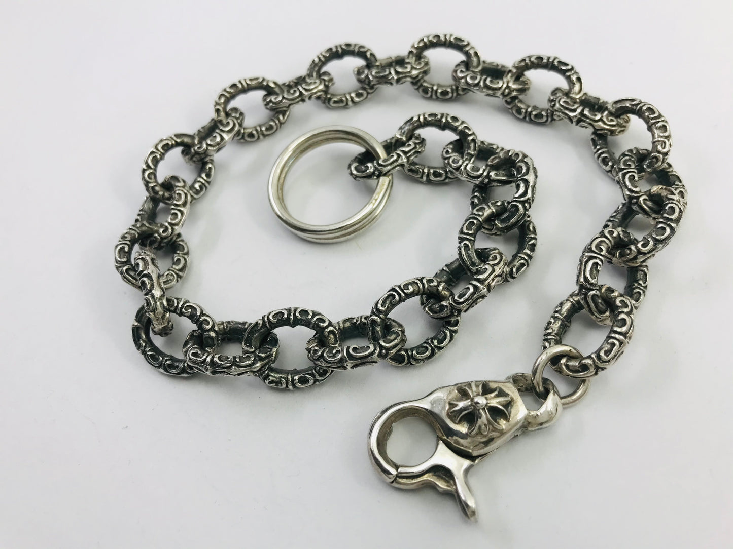 Heavy Taxco Mexican 950 Sterling Silver Biker Wallet Chain. 219 g, 47 cm, 18.5"