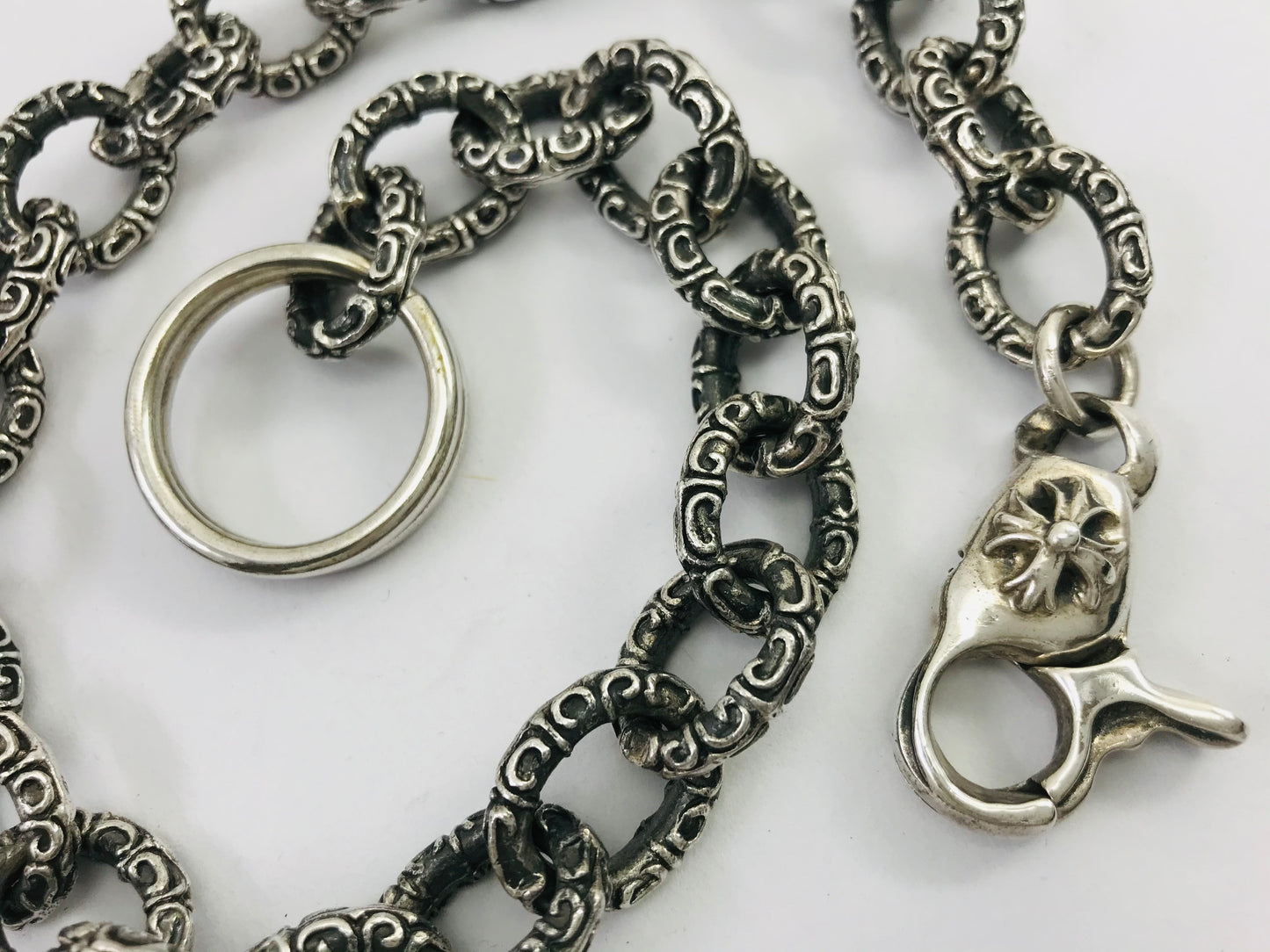 Heavy Taxco Mexican 950 Sterling Silver Biker Wallet Chain. 219 g, 47 cm, 18.5"