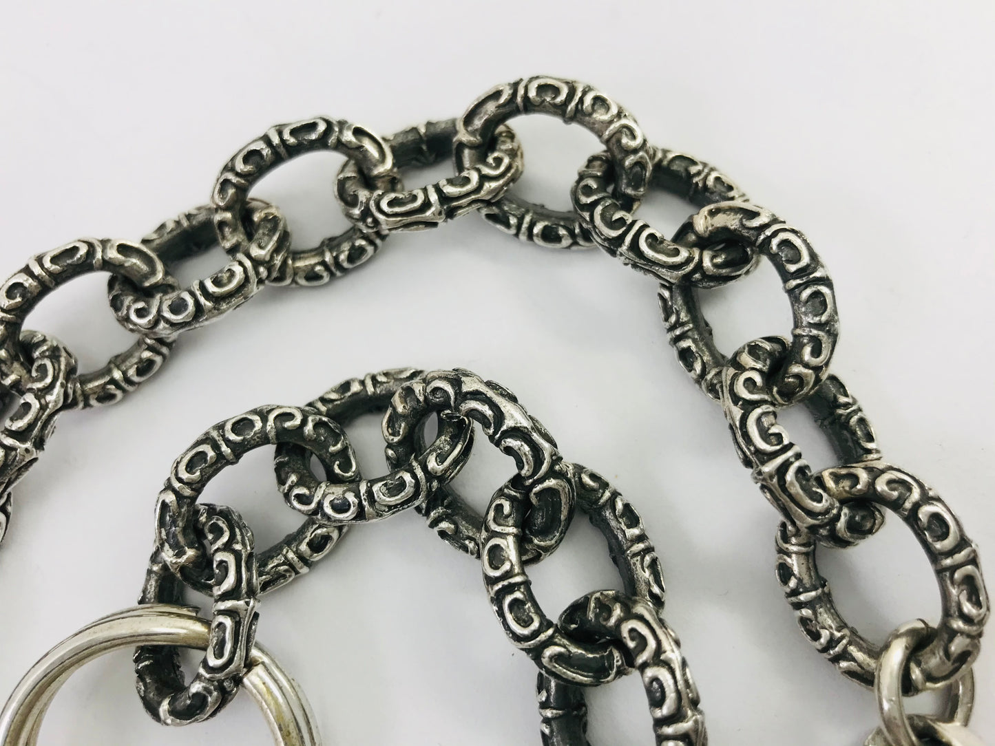 Heavy Taxco Mexican 950 Sterling Silver Biker Wallet Chain. 219 g, 47 cm, 18.5"